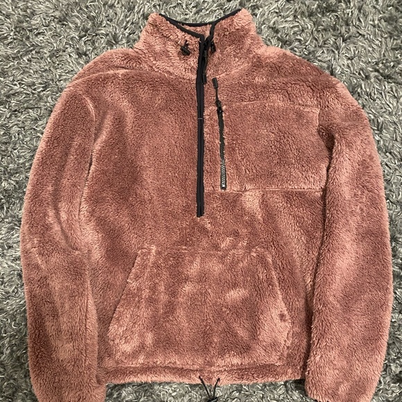 PINK Victoria's Secret Sweaters - PINK • Quarter Zip Mauve Teddy Pullover